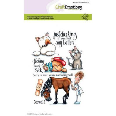 CraftEmotions Carla Creaties Clear Stamps - Get Well Tiere